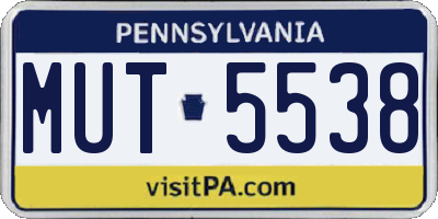 PA license plate MUT5538