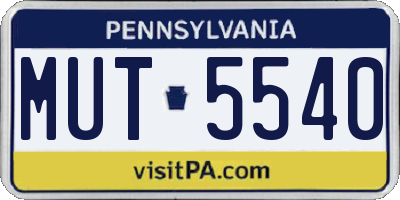 PA license plate MUT5540