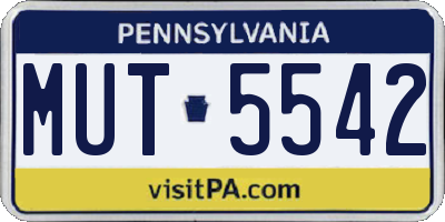 PA license plate MUT5542