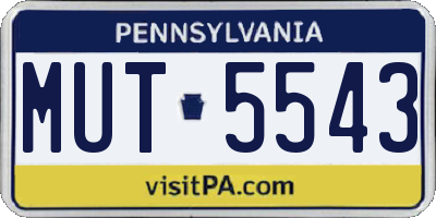 PA license plate MUT5543