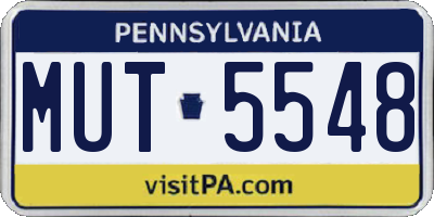 PA license plate MUT5548