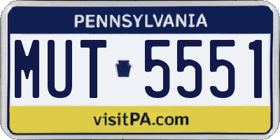 PA license plate MUT5551