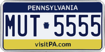 PA license plate MUT5555