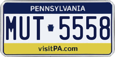 PA license plate MUT5558