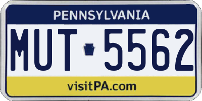 PA license plate MUT5562