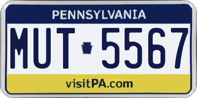 PA license plate MUT5567