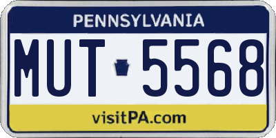 PA license plate MUT5568