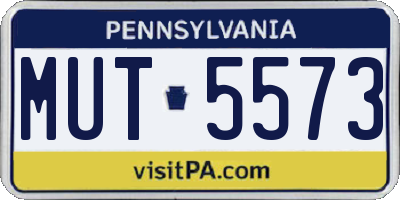 PA license plate MUT5573
