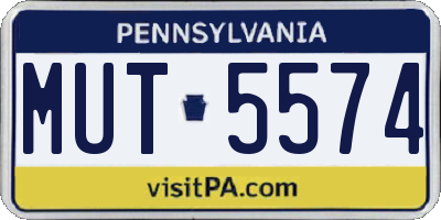 PA license plate MUT5574