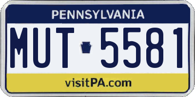 PA license plate MUT5581