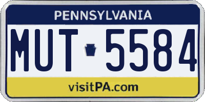 PA license plate MUT5584