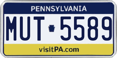 PA license plate MUT5589
