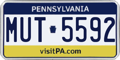 PA license plate MUT5592
