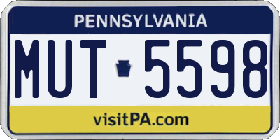 PA license plate MUT5598