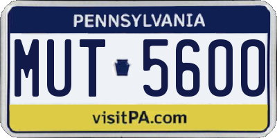PA license plate MUT5600