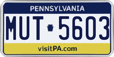 PA license plate MUT5603