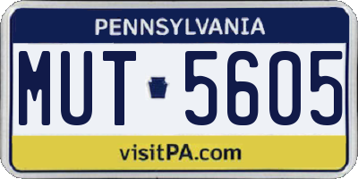 PA license plate MUT5605
