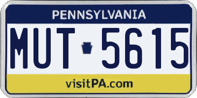 PA license plate MUT5615