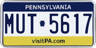 PA license plate MUT5617
