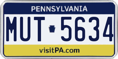 PA license plate MUT5634
