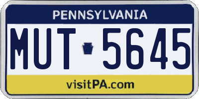 PA license plate MUT5645