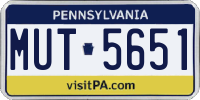 PA license plate MUT5651