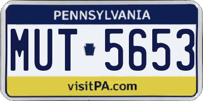 PA license plate MUT5653