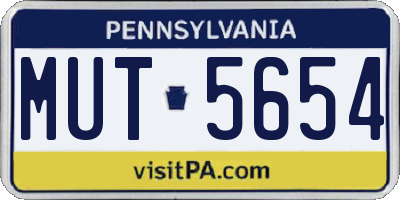 PA license plate MUT5654