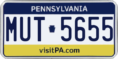 PA license plate MUT5655