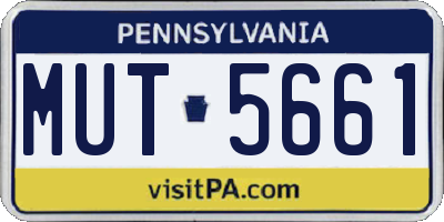 PA license plate MUT5661