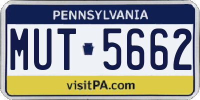 PA license plate MUT5662
