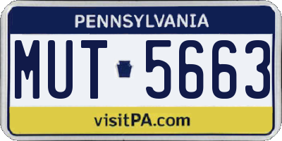 PA license plate MUT5663