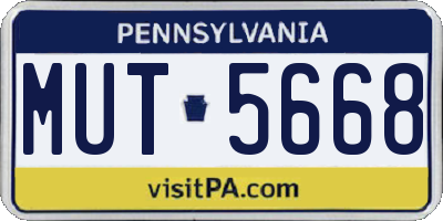 PA license plate MUT5668
