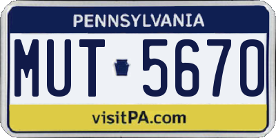 PA license plate MUT5670