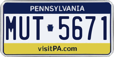 PA license plate MUT5671
