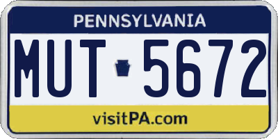 PA license plate MUT5672