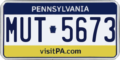 PA license plate MUT5673