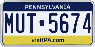 PA license plate MUT5674