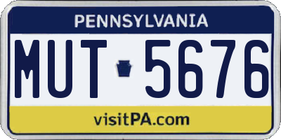 PA license plate MUT5676