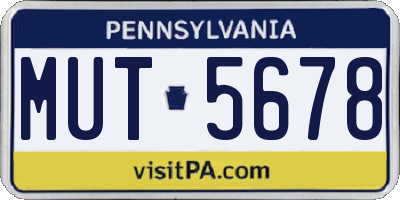 PA license plate MUT5678