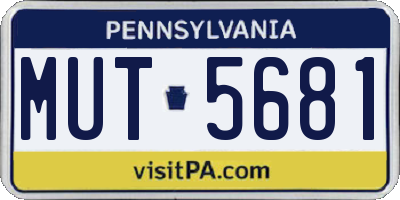 PA license plate MUT5681