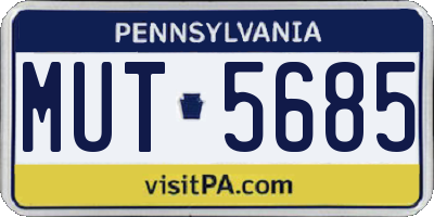 PA license plate MUT5685