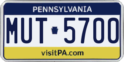 PA license plate MUT5700
