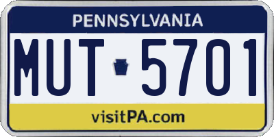 PA license plate MUT5701