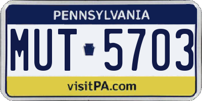 PA license plate MUT5703