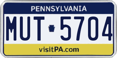 PA license plate MUT5704