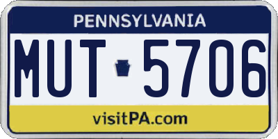 PA license plate MUT5706