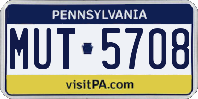 PA license plate MUT5708