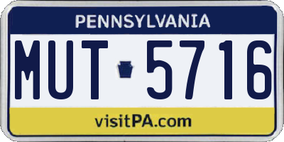 PA license plate MUT5716