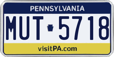 PA license plate MUT5718